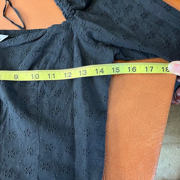 ASOS Stradivarius Square Neck Button Front Black Puff Sleeve Shirt NWT Medium - Picture 13 of 14